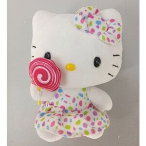 Ty Hello Kitty Plush Beanie Baby Small White Lollipop Polka Dot 2013